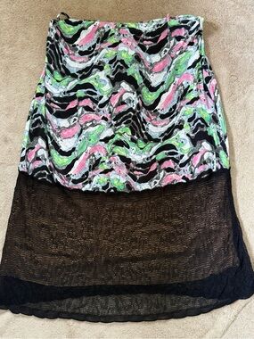 Missoni Made in Italy Abstract Print Lace Hem Midi Skirt US 6 IT 42